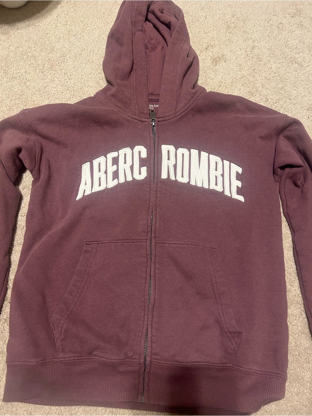abercrombie kids Burgundy Zip-Up Hoodie with Logo